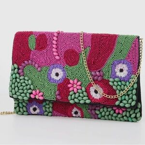 🆕 Beaded/ Sequin Bright Pink Purple Green Bag